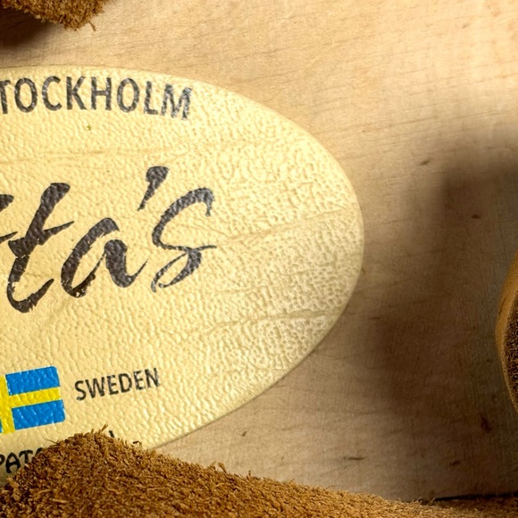 Lotta From Stockholm Wooden Clog Sandals Womens EU 40 Brown Leather Ankle Strap - Picture 2 of 10